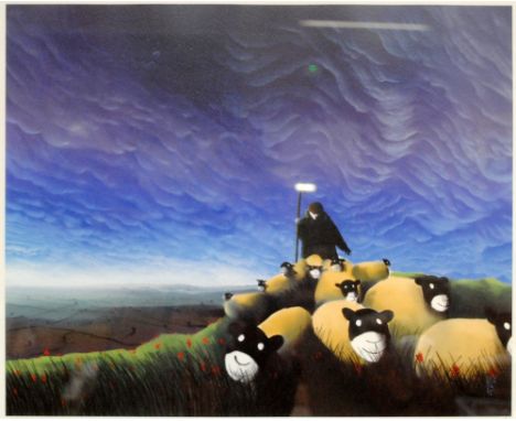 MACKENZIE THORPE (born 1956); a signed limited edition coloured print 'Vale Over Yorkshire', no.A168/200, bearing certificate