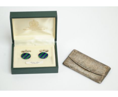 HENRY WILLIAMSON LTD; an Edward VII hallmarked silver rectangular card case with spring loaded hinged lid, Birmingham 1909, 8