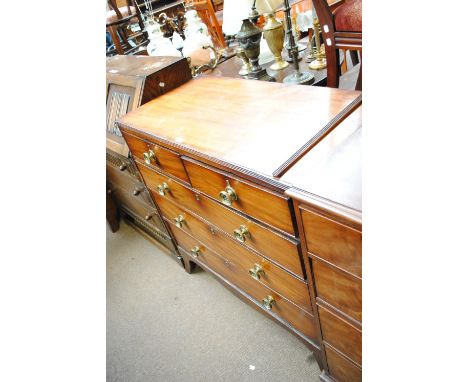 A 19th century mahogany chest of two short and three long drawers raised on splayed bracket feet, width 100cm.