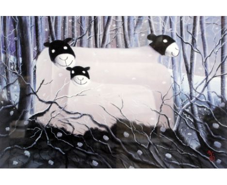MACKENZIE THORPE (born 1956); a signed limited edition coloured print 'Sheltering', no.45/850, bearing certificate of authent