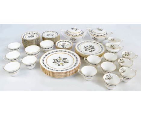A quantity of Royal Worcester 'Bernina' tea and dinner ware comprising two teapots, two cream jugs and sugar bowls, cups and 