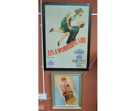 A reprint contemporary poster for 'It's A Wonderful Life', 96 x 65cm, framed and glazed, and a decorative contemporary print 