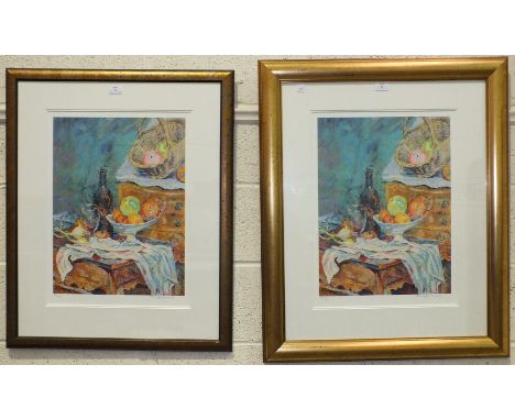 After Rolf Harris, 'Still Life (Homage to Cezanne)', two framed, signed, coloured prints, each 55 x 41cm, no.s 500/695 &amp; 