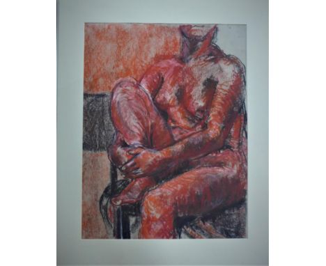 Jacquie Gulliver Thompson (1942-2007), 'Red Nude', c.1998, charcoal and pastel on paper, 65 x 51cm 