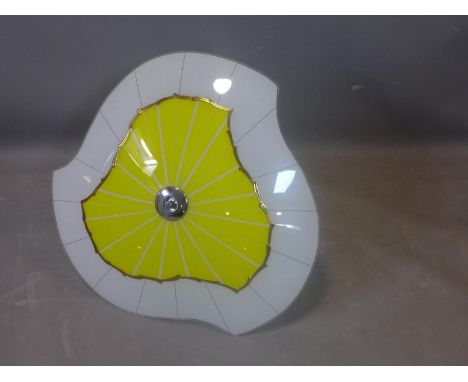 A 1950's glass ceiling light in the form of a parasol, H.50 W.57 D.53cm 