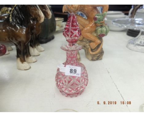 A ruby overlay glass crystal scent bottle circa 1900