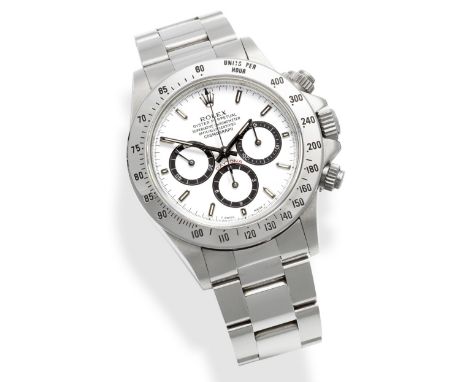 Rolex. A stainless steel automatic chronograph bracelet watchModel: Cosmograph Daytona 'Zenith Inverted 6'Reference: 16520Dat