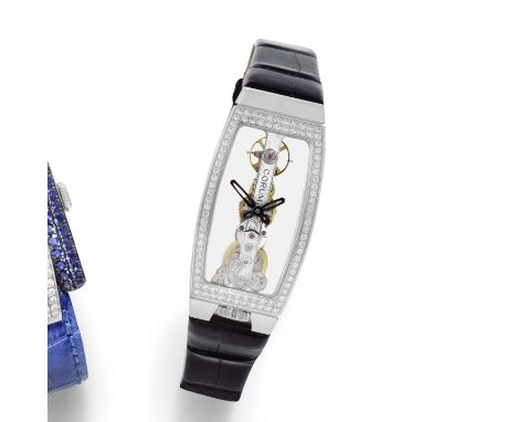 Corum. A lady's 18K white gold and diamond set manual wind wristwatch with visible straightline movementModel: Miss Golden Br
