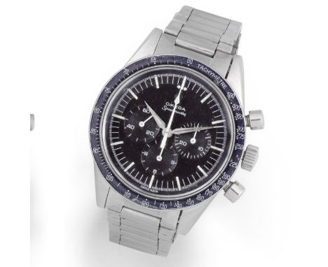 Omega. A stainless steel manual wind chronograph wristwatchModel: SpeedmasterReference: 105.002-62Date: Circa 1962Movement: 1