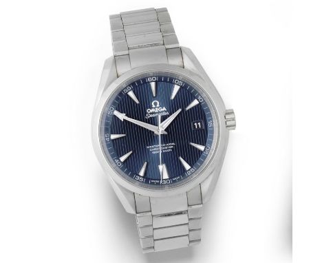 Omega. A stainless steel automatic calendar bracelet watch with co-axial escapementModel: Seamaster Co-Axial Aqua TerraDate: 