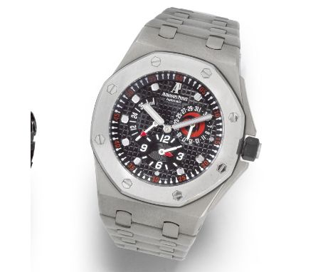Audemars Piguet. A Limited Edition titanium and platinum automatic calendar bracelet watch with dual time and power reserve i