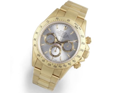 Rolex. An 18K gold automatic chronograph bracelet watchModel: Daytona 'Zenith'Reference: 16528Date: Circa 1996Movement: 31-je