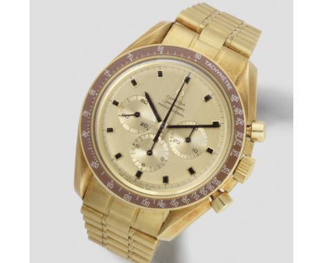 Omega. A Very Fine And Rare Limited Edition 18K gold automatic chronograph Bracelet Watch, Commemorating the Apollo 11 Space 