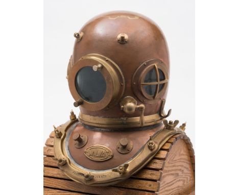 An Italian 12-bolt diving helmet by Salvas (Societe Anonima Lavorazioni Vari Appararecchi di Salvataggio):, triple observatio