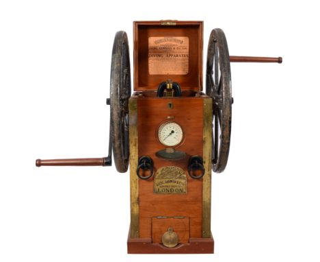 A single cylinder double acting diver's pump by Siebe Gorman & Co Ltd , London:, number '9526', stamped top cross member and 