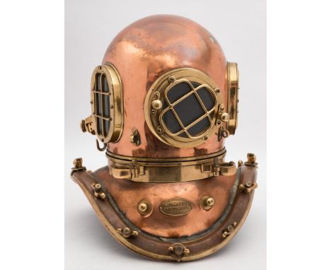 A 12-bolt diving helmet with corselet air intake by A J Morse & Son, Boston:, number '1101' (matching), the circular front wi