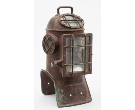 A Miller Dunn 'Divinhood' Navy Standard (style three) shallow water diving helmet by Miller Dunn, Miami:, lifting handle to t