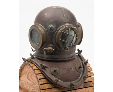  A 12-bolt diving helmet by Siebe Gorman & Co, London:, numbered '1941' to bonnet and '4396' to neck of corselet, the side wi