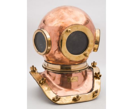  A Russian 12-bolt square corselet diving helmet:, number '2' (matching), triple circular observation windows,rear air inlet 