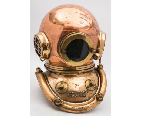 A 6-bolt Admiralty pattern diving helmet by C E Heinke & Co Ltd, London:, number '309' (matching), circular side windows with