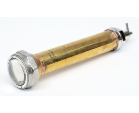 A brass diver's torch by Siebe Gorman & Co Ltd, London:, convex lens with threaded bezel, signed to case, dated '1993', half 