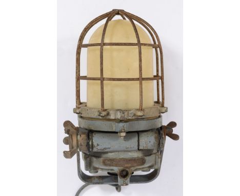 An air driven underwater lamp by CEAG together with a Continental diving lamp:,  the former numbered number '584' the top cas