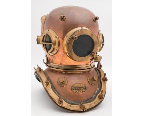 An Italian 12-bolt diving helmet by I.A.C:, number '506' (matching) the circular windows with guards to side, lashing eyes, s