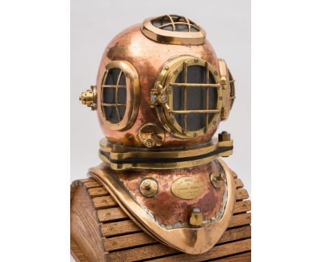 A 2-bolt/3-bolt diving helmet by Siebe Gorman & Co, London:, matching numbers '202' and '3090', oval top and side windows wit