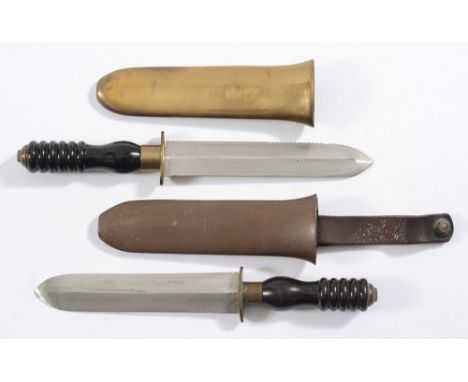 Two non-magnetic diver's knives by Siebe Gorman & Co:, one with half saw backed blade, the other with standard 8 inch blade, 