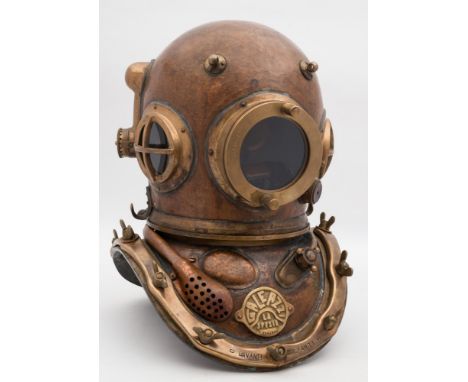 An Italian 12-bolt mixed gas diving helmet by Galeazzi:, number 'BPG R04' (matching), circular side and front windows, the fo