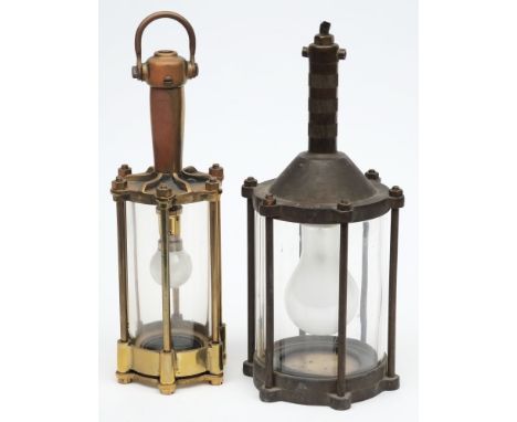 A Swedish diver's hand lantern by Eric Andersson, together with one other unsigned Swedish hand lantern:, the former with mac