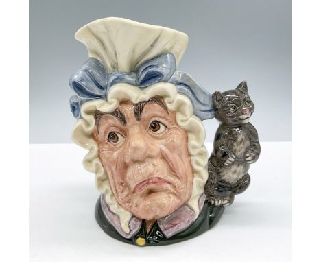 White mob cap trimmed with a blue bow. Royal Doulton backstamp. Artist: William K. HarperIssued: 1990 - 1991Dimensions: 7"HMa