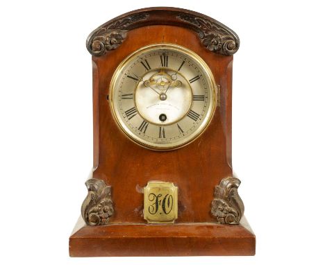 A RARE LATE 19TH CENTURY YEAR GOING TABLE REGULATOR CLOCK the mahogany case with carved floral arched pediment above a 6" sil