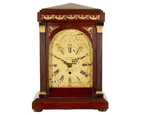 JOHN WALKER, LONDON. A 19TH CENTURY AND LATER FUSEE BRACKET CLOCK the later ormolu mounted mahogany case with reeded columns 