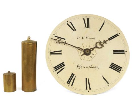 W.M. EVANS, SHREWSBURY. A LATE 18TH CENTURY HOOK AND SPIKE WALL ALARM CLOCK the 10" painted dial with Roman numerals and cent