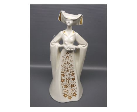 Poole figurine of Abigail, with gilded floral detailing to dress 