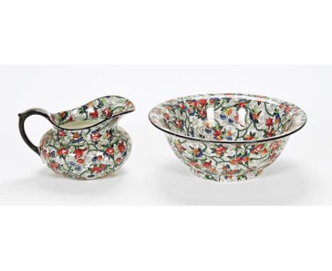 A Maling ware toilet jug and basin set, bowl diameter 32 cm. CONDITION REPORT: Both items are structurally sound.  No visible