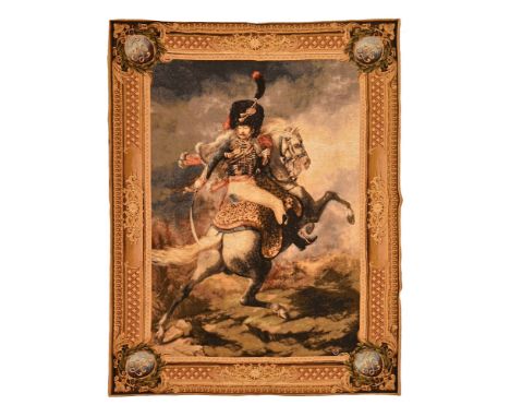 French Jacquard tapestry, depicting The Charging Chasseur, after Theodore Gericault.  150 cm x 200 cm.