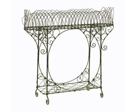 A Regency painted wire planter.  Height 90 cm, width 102 cm, depth 24 cm.