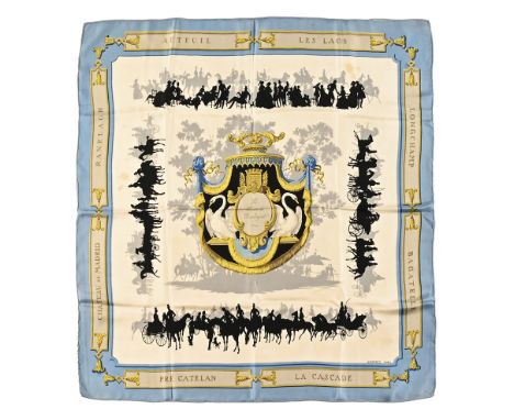A vintage Hermes scarf, "Le Bois de Boulogne", +/- 88 cm square.