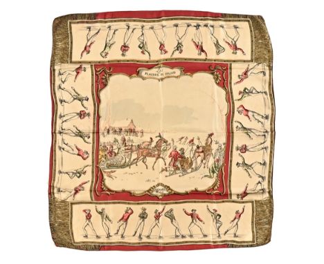 A vintage Hermes scarf, "Les Plaisirs du Froid", +/- 72 cm square.