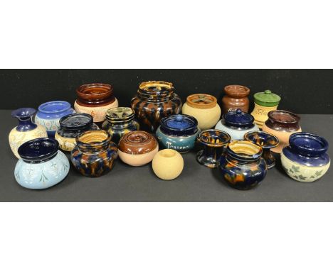 Denby and Langley pottery - Danesby ware tobacco jar, tea caddy, furniture lifters, others Colin Lunn's New Oxford tobacco ja