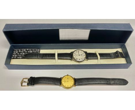 A gentleman's Raymond Weil wristwatch, white dial, subsidiary dial; a lady's Raymond Weil watch, date aperture (2)