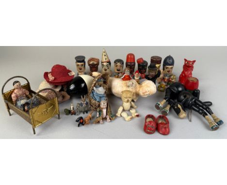 Toys &amp; Juvenalia - a Peter Mecki 'Steiff' hedgehog as a chimney sweep, 10cm high (lacking sweep): a painted wood 'Twistum