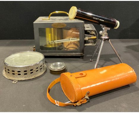 A Negretti &amp; Zambra, London, barograph, 18cm high, 27cm wide; an Orbit portable tripod telescope, 30x30mm, 24cm high, two