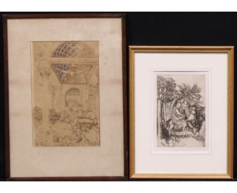 Charles Armand-Durand (1831 - 1905), by, Martin Schongauer (1448 - 1491), after, The Flight Into Egypt, heliogravure, 28cm x 