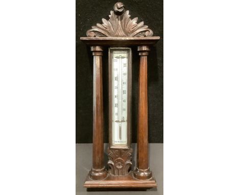 An oak architectural thermometer, 46cm high