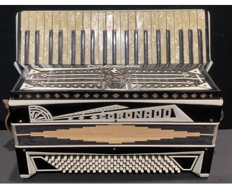 Musical Instruments - a Coronado accordion, pearlescent keys, leather straps, 46cm wide