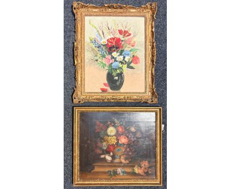 Continental School (19th century), Still Life with Flowers in a Vase, oil on canvas, 48.5cm x 56cm; Impressionist School, Sti