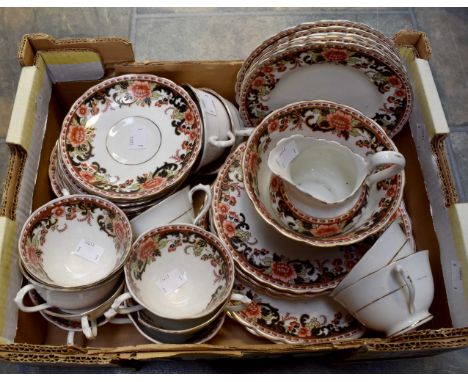 Part Tuscan China tea service with floral border.(1 box)